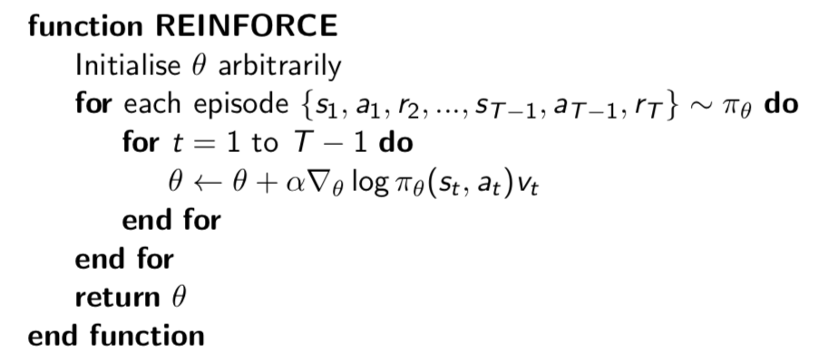 REINFROCE algorithm